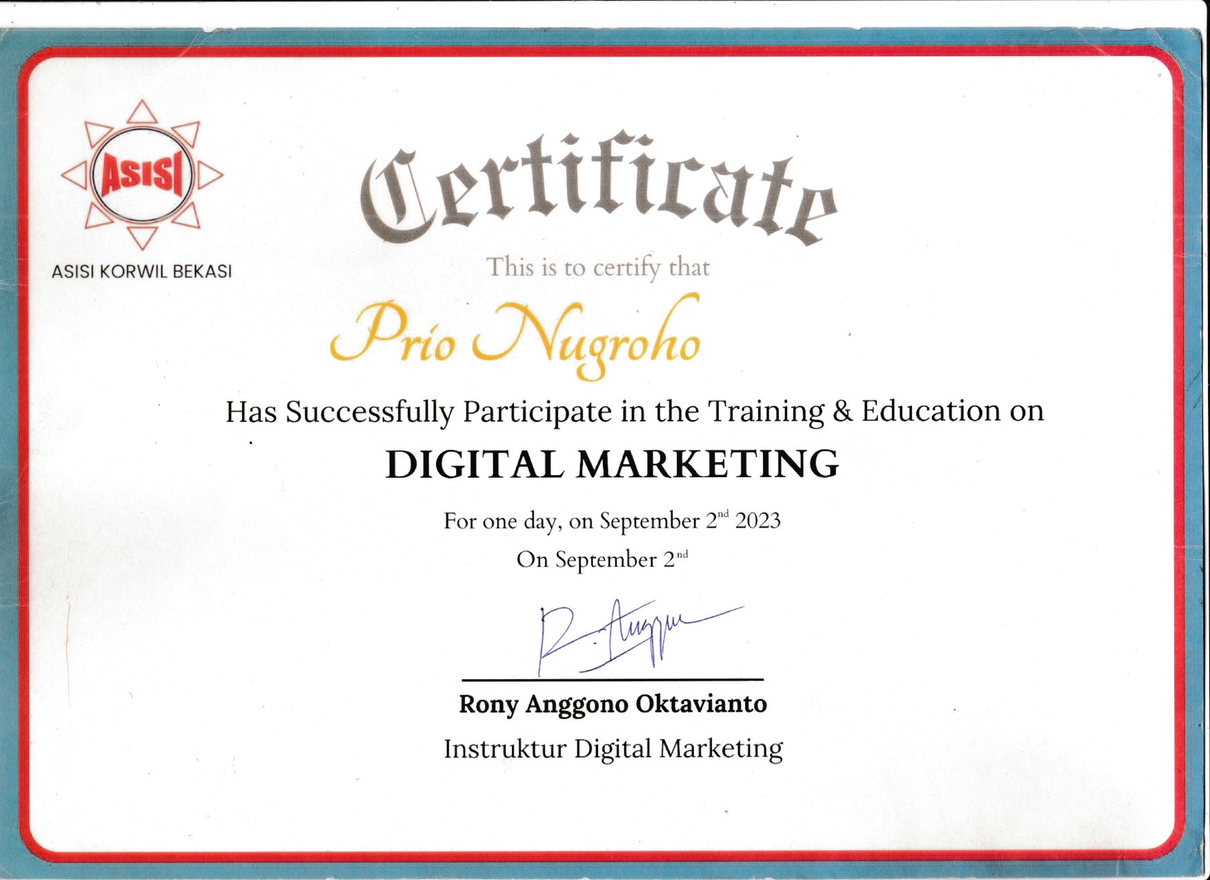SERTIFIKAT DIGITAL MARKETING